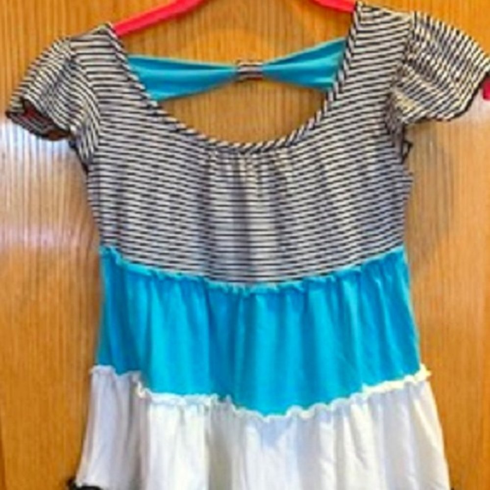 Tempted Girls Toddler Dress Flutter Short Sleeve Pullover Striped Size: S